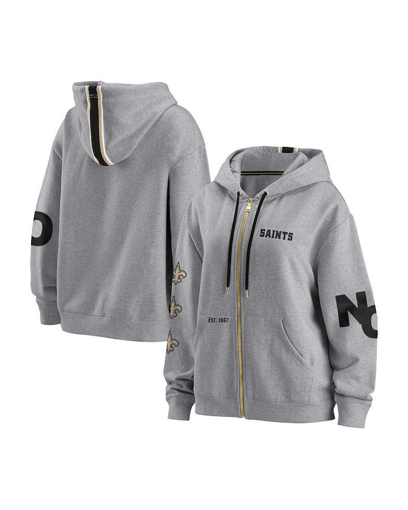 Women's Gray New Orleans Saints Full-Zip Hoodie Gray $31.20 Sweatshirts