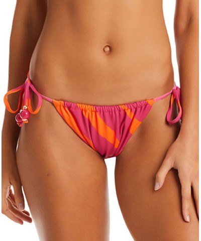 Women's Bias Stripe Tunnel Side-Tie Hipster Bikini Bottoms Tangerine $34.76 Swimsuits