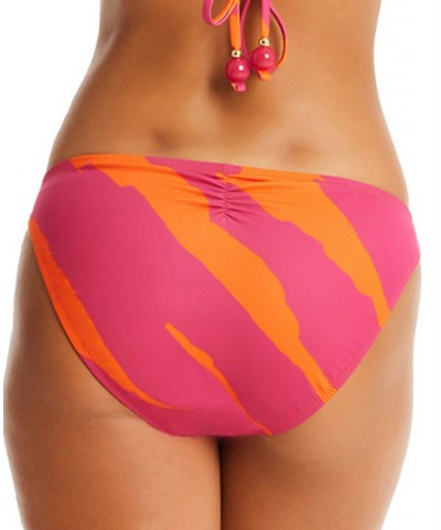 Women's Bias Stripe Tunnel Side-Tie Hipster Bikini Bottoms Tangerine $34.76 Swimsuits