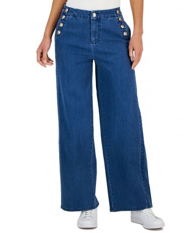 Petite Sailor-Button Wide-Leg Jeans Lyon Wash $25.06 Jeans