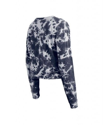 Women's Navy Washington Nationals Tie-Dye Cropped Long Sleeve T-shirt Navy $23.92 Tops