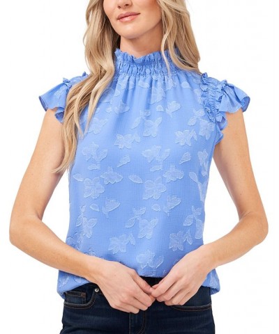 Ruffled Flutter Sleeve Blouse Top Blue Jay $41.08 Tops