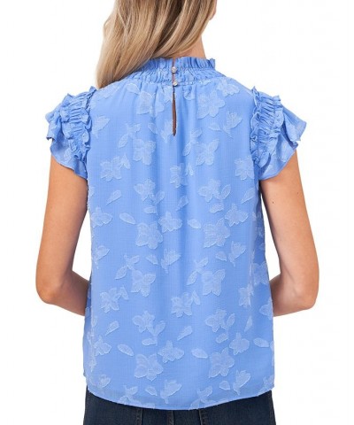 Ruffled Flutter Sleeve Blouse Top Blue Jay $41.08 Tops