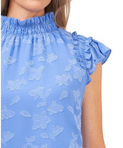 Ruffled Flutter Sleeve Blouse Top Blue Jay $41.08 Tops