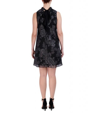 Petite Printed Embellished Sleeveless Dress Black/Silver $42.72 Dresses