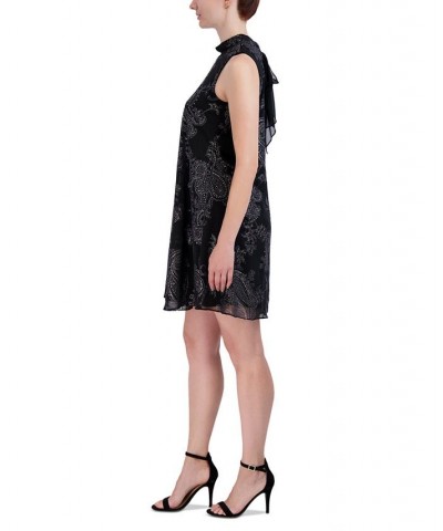 Petite Printed Embellished Sleeveless Dress Black/Silver $42.72 Dresses