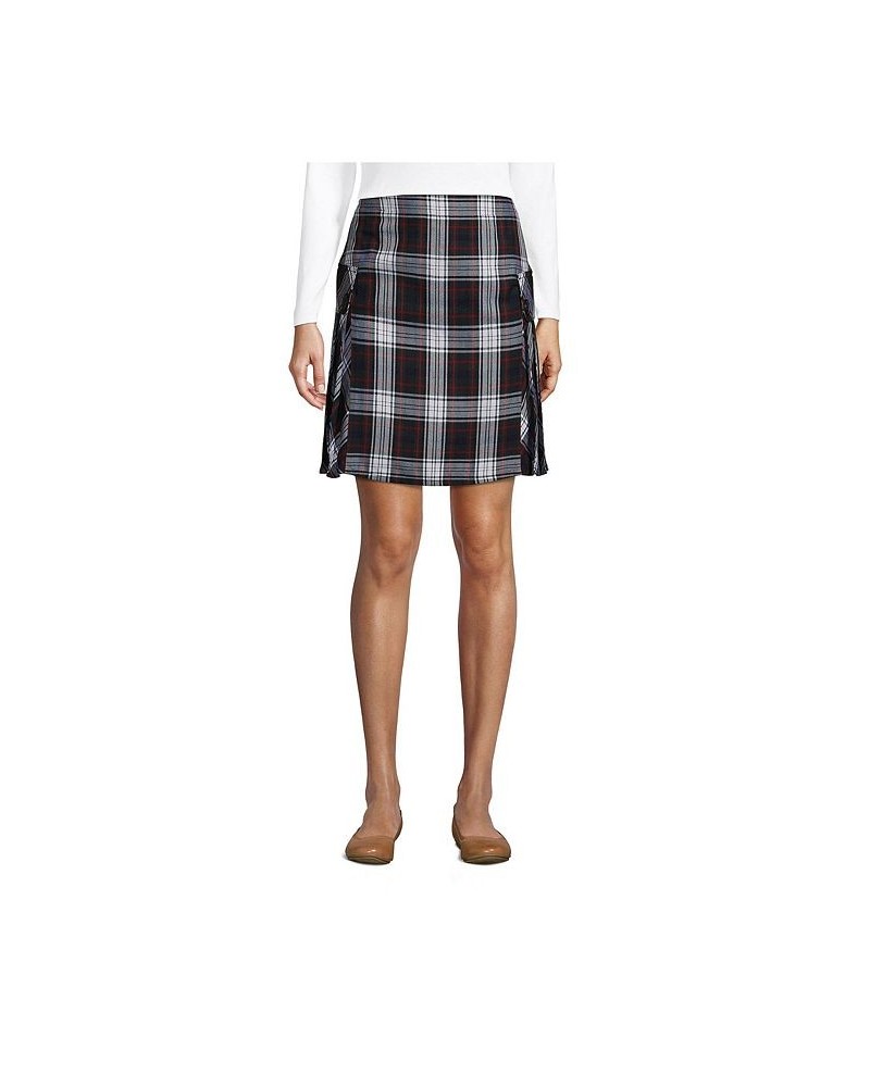 School Uniform Women's Side Pleat Plaid Skort Above Knee Classic Navy Large Plaid $23.58 Skirts