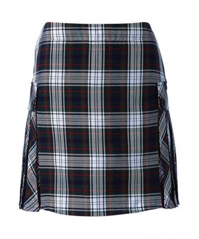 School Uniform Women's Side Pleat Plaid Skort Above Knee Classic Navy Large Plaid $23.58 Skirts