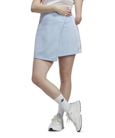 Women's Adicolor Classics 3-Stripes Short Wrapping Skirt Blue $21.93 Skirts