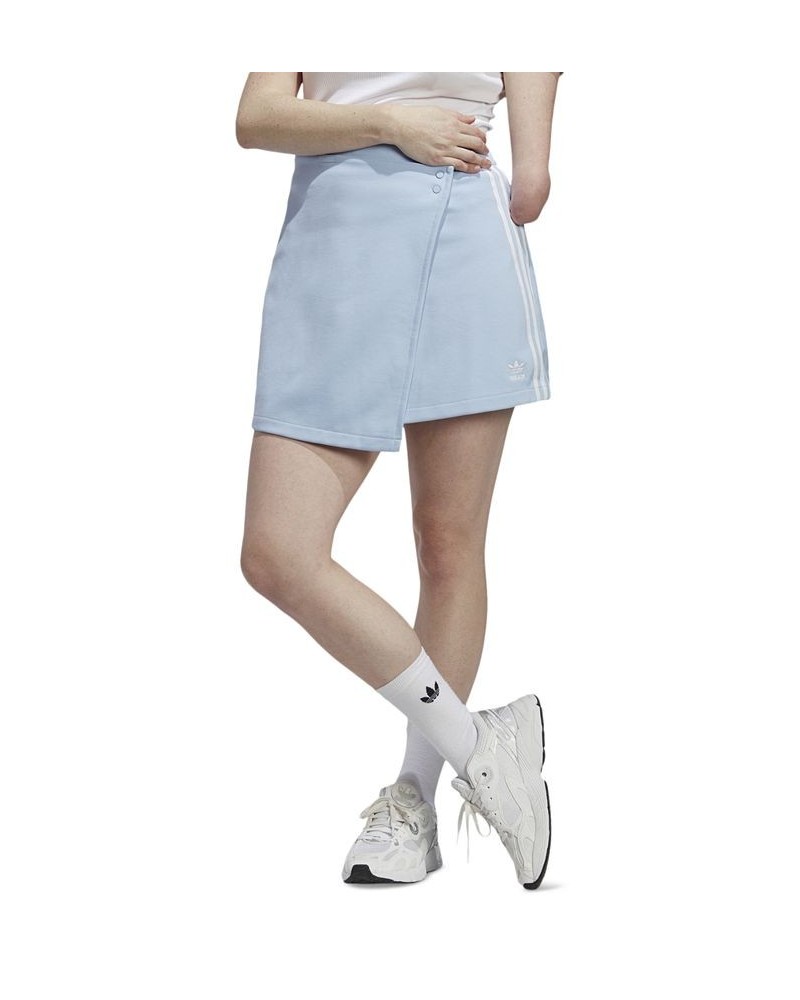 Women's Adicolor Classics 3-Stripes Short Wrapping Skirt Blue $21.93 Skirts