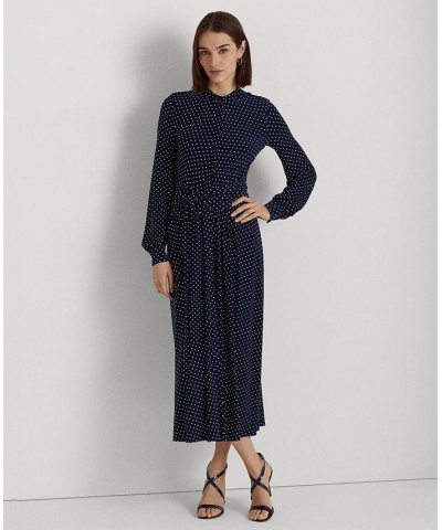 Women's Polka-Dot Stretch Jersey Shirtdress Navy/cream $95.55 Dresses