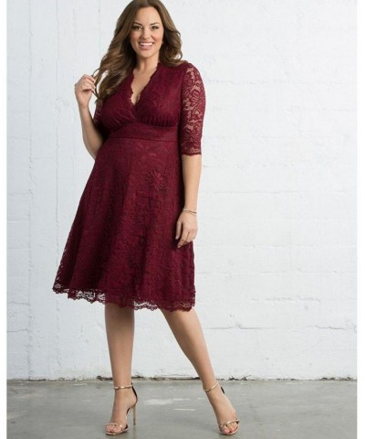 Women's Plus Size Mademoiselle Lace Dress Red $73.92 Dresses