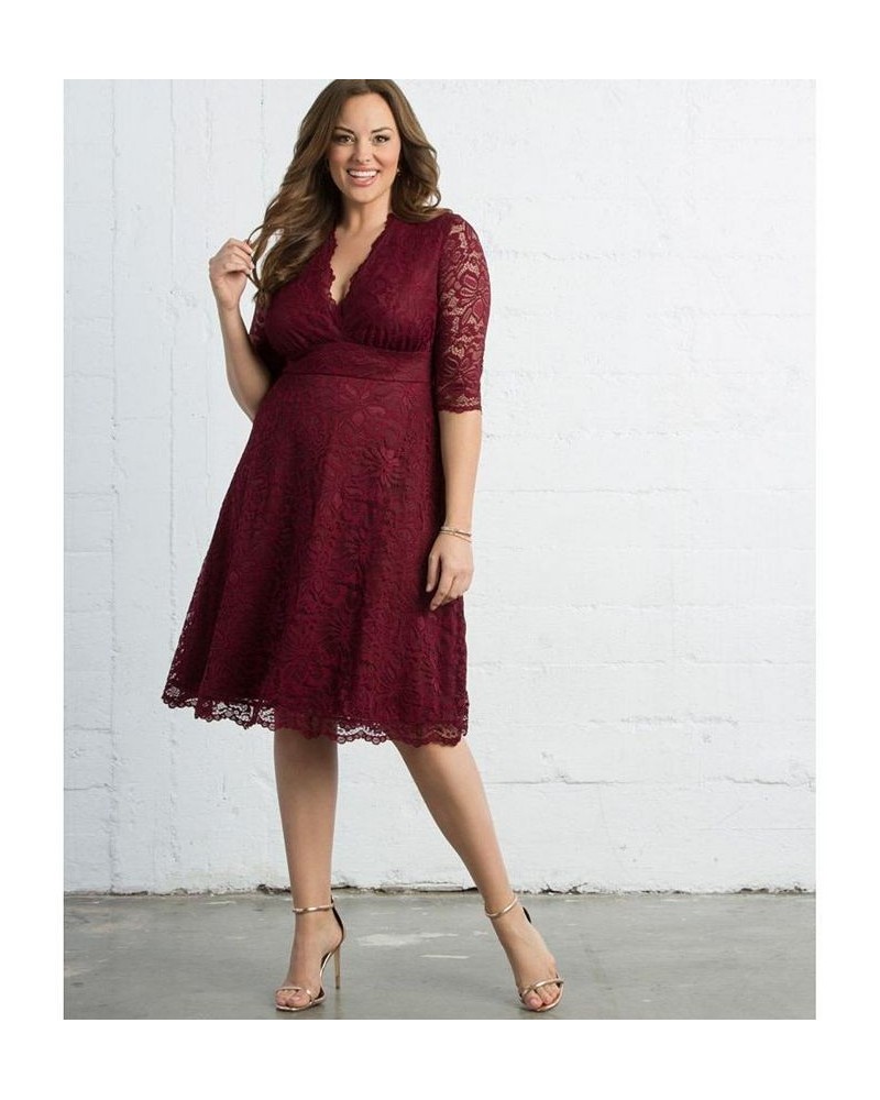 Women's Plus Size Mademoiselle Lace Dress Red $73.92 Dresses