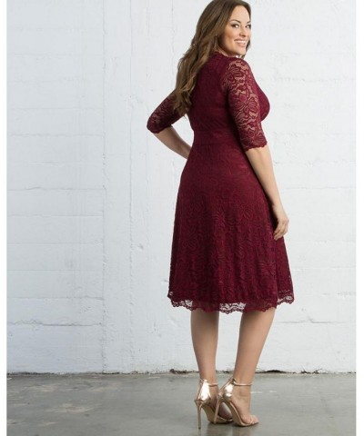 Women's Plus Size Mademoiselle Lace Dress Red $73.92 Dresses