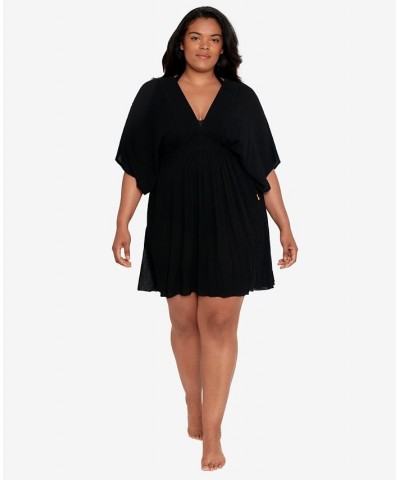 Plus Size Tunic Swim Cover-Up Dress Black $65.80 Swimsuits