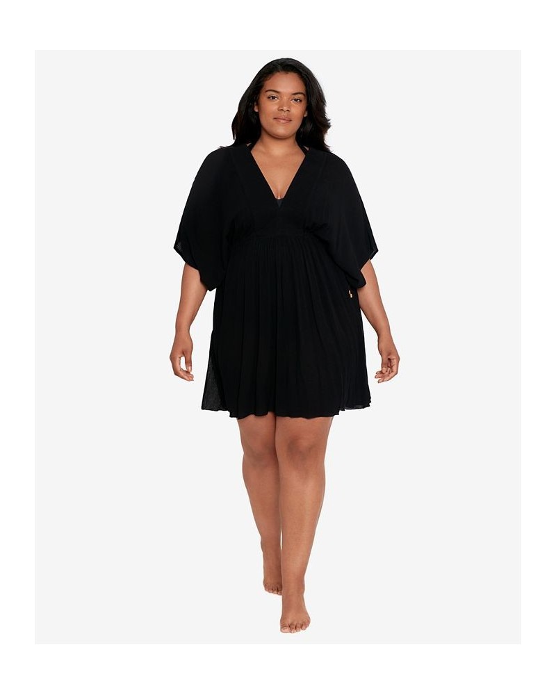 Plus Size Tunic Swim Cover-Up Dress Black $65.80 Swimsuits