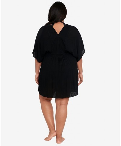 Plus Size Tunic Swim Cover-Up Dress Black $65.80 Swimsuits