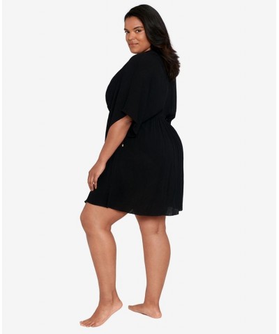 Plus Size Tunic Swim Cover-Up Dress Black $65.80 Swimsuits