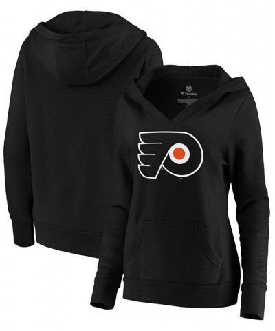 Plus Size Black Philadelphia Flyers Primary Logo V-Neck Pullover Hoodie Black $34.50 Sweatshirts