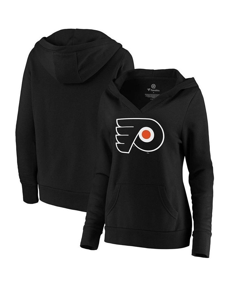 Plus Size Black Philadelphia Flyers Primary Logo V-Neck Pullover Hoodie Black $34.50 Sweatshirts