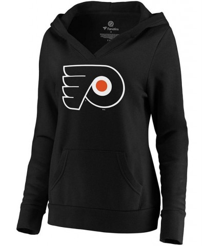 Plus Size Black Philadelphia Flyers Primary Logo V-Neck Pullover Hoodie Black $34.50 Sweatshirts