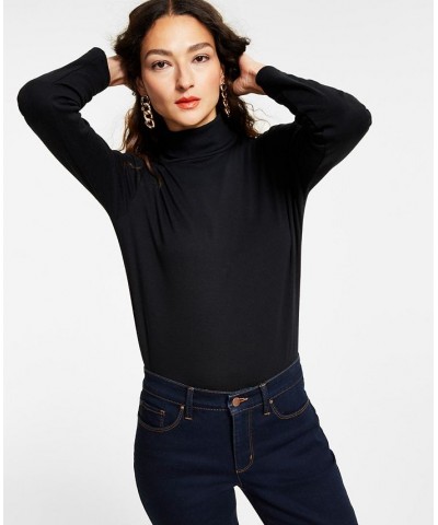 Women's Pima Turtleneck Top Black $14.24 Tops