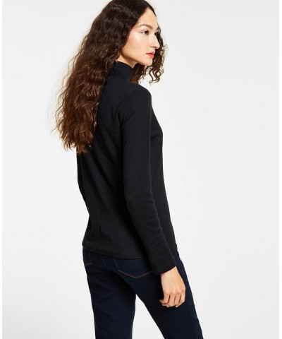 Women's Pima Turtleneck Top Black $14.24 Tops