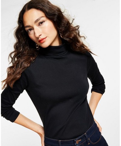 Women's Pima Turtleneck Top Black $14.24 Tops