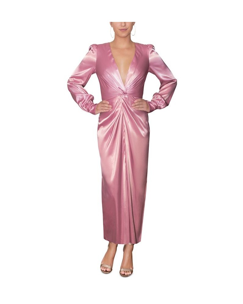 Women's Nataliya Twisted Satin Midi Dress Purple $45.38 Dresses