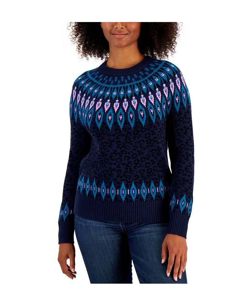 Petite Fair Isle Sweater WM Camel Heather Combo $11.57 Sweaters