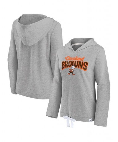 Women's Branded Heather Gray Cleveland Browns First Team Flowy Cropped Pullover Hoodie Gray $38.24 Sweatshirts