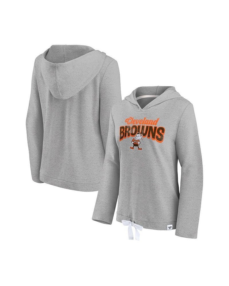 Women's Branded Heather Gray Cleveland Browns First Team Flowy Cropped Pullover Hoodie Gray $38.24 Sweatshirts