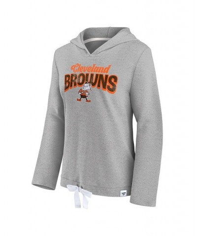 Women's Branded Heather Gray Cleveland Browns First Team Flowy Cropped Pullover Hoodie Gray $38.24 Sweatshirts