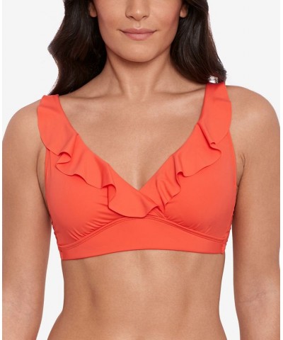 Beach Club Solid Ruffle Bikini Top & Hipster Bikini Bottoms Sunset $30.00 Swimsuits