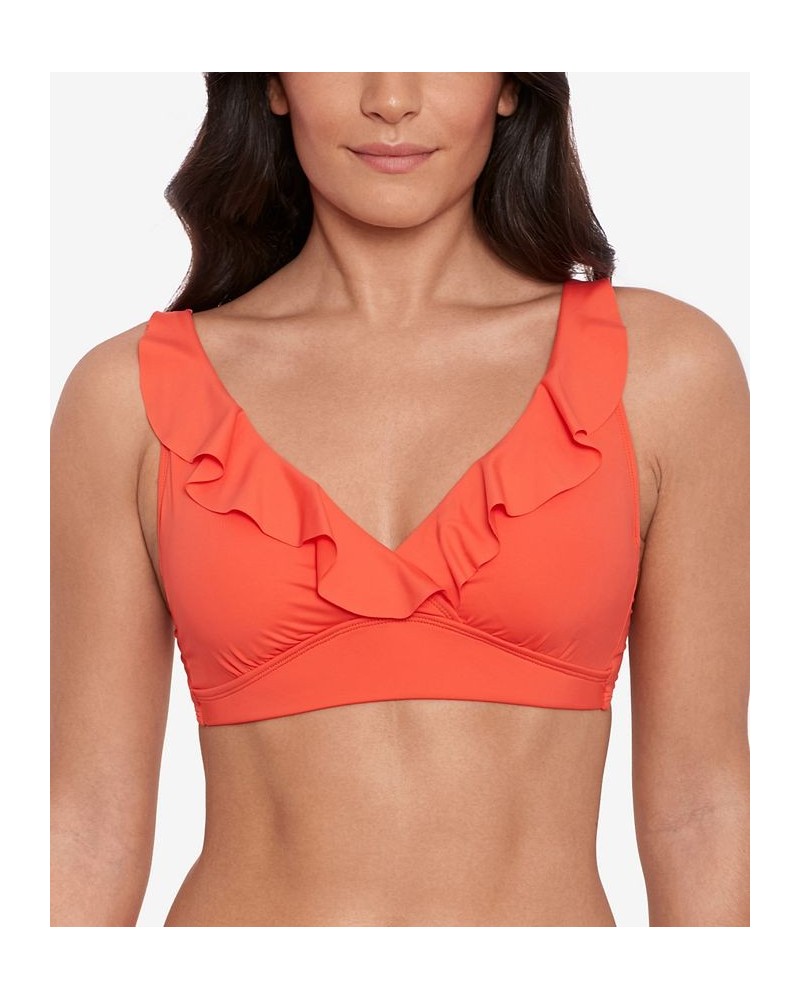 Beach Club Solid Ruffle Bikini Top & Hipster Bikini Bottoms Sunset $30.00 Swimsuits