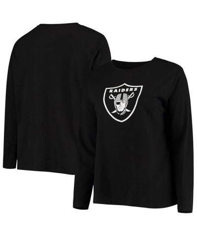 Women's Plus Size Black Las Vegas Raiders Primary Logo Long Sleeve T-shirt Black $24.29 Tops