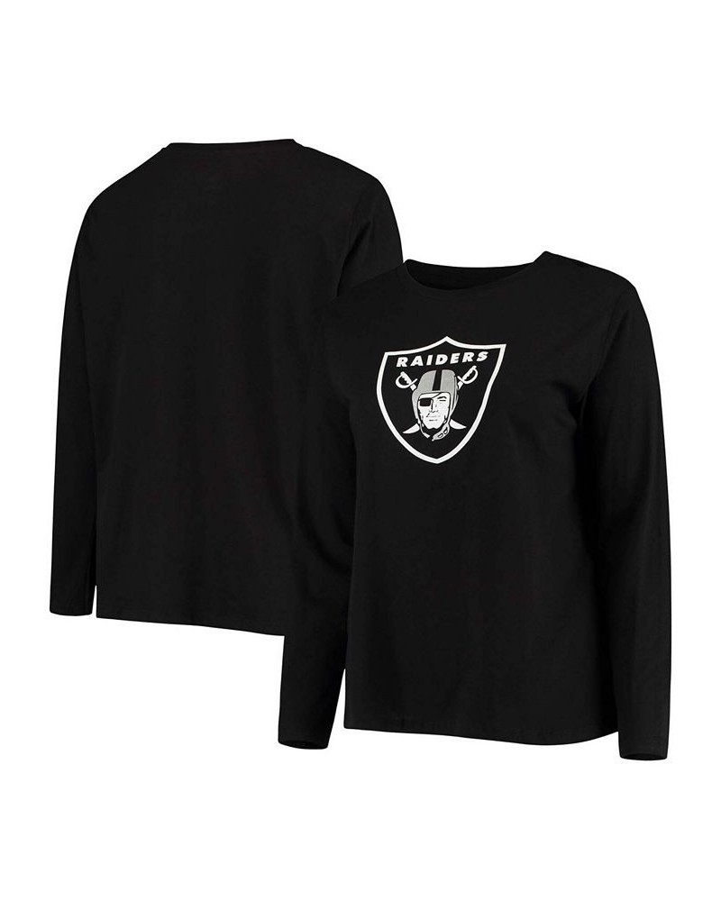 Women's Plus Size Black Las Vegas Raiders Primary Logo Long Sleeve T-shirt Black $24.29 Tops