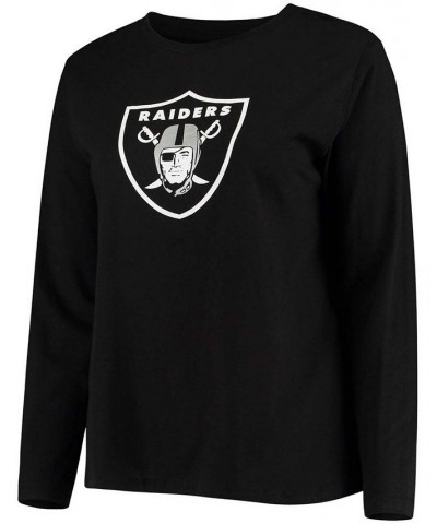 Women's Plus Size Black Las Vegas Raiders Primary Logo Long Sleeve T-shirt Black $24.29 Tops