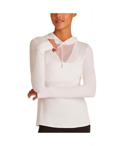 Adult Women Flyweight Hoodie Tee White $43.12 Tops