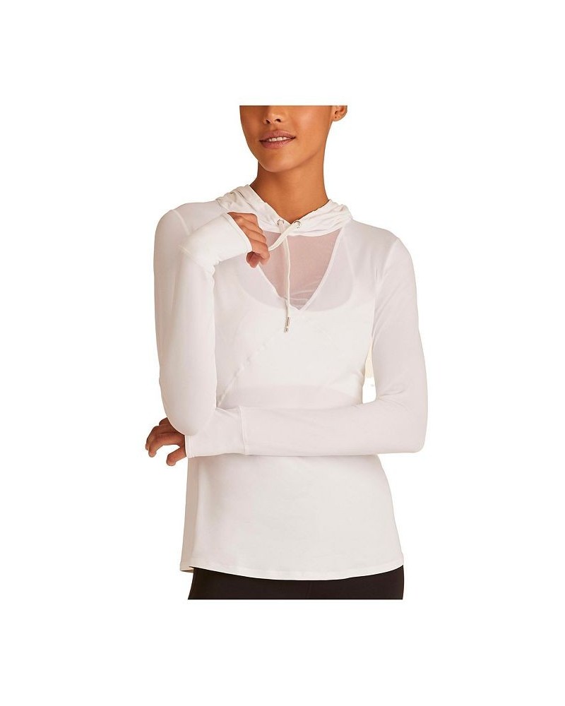 Adult Women Flyweight Hoodie Tee White $43.12 Tops