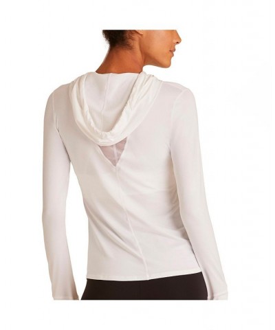 Adult Women Flyweight Hoodie Tee White $43.12 Tops