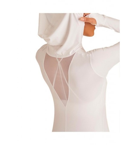 Adult Women Flyweight Hoodie Tee White $43.12 Tops