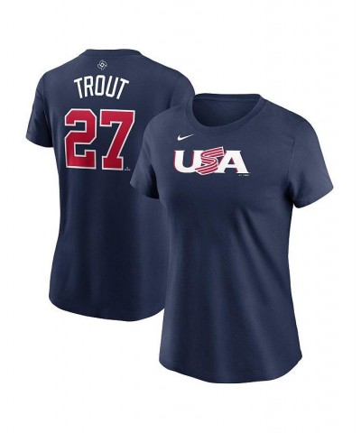 Women's Mike Trout Navy USA Baseball 2023 World Baseball Classic Name and Number T-shirt Navy $27.49 Tops