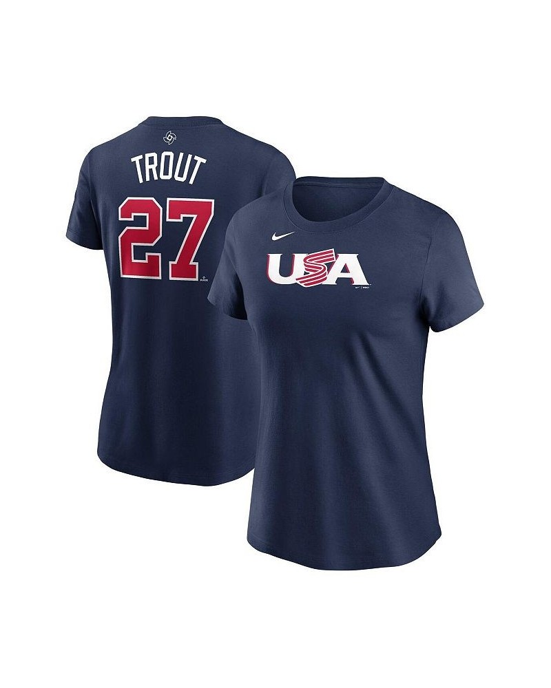 Women's Mike Trout Navy USA Baseball 2023 World Baseball Classic Name and Number T-shirt Navy $27.49 Tops