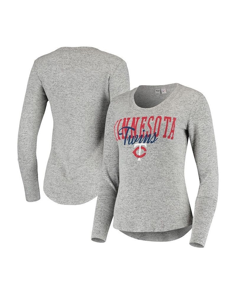 Women's Heathered Gray Minnesota Twins Tri-Blend Long Sleeve T-shirt Gray $21.50 Tops