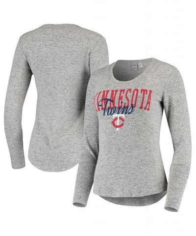 Women's Heathered Gray Minnesota Twins Tri-Blend Long Sleeve T-shirt Gray $21.50 Tops