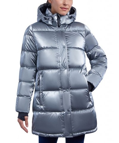 Women's Shine Hooded Puffer Coat Gray $60.80 Coats