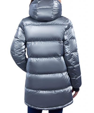 Women's Shine Hooded Puffer Coat Gray $60.80 Coats