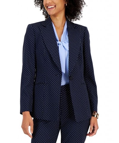 Petite Stretch Jacquard Dot-Print Blazer Kasper Navy $39.95 Jackets