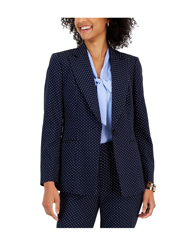 Petite Stretch Jacquard Dot-Print Blazer Kasper Navy $39.95 Jackets